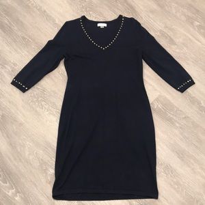 EUC Navy gold studded sweater dress